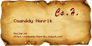 Csanády Henrik névjegykártya